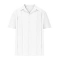 thumbnail image 4 of VBTAPA Men's Cuban Guayabera Shirt Short Sleeve Casual Button Down Shirts Summer Beach Linen Shirt Lightning Sales White S, 4 of 7