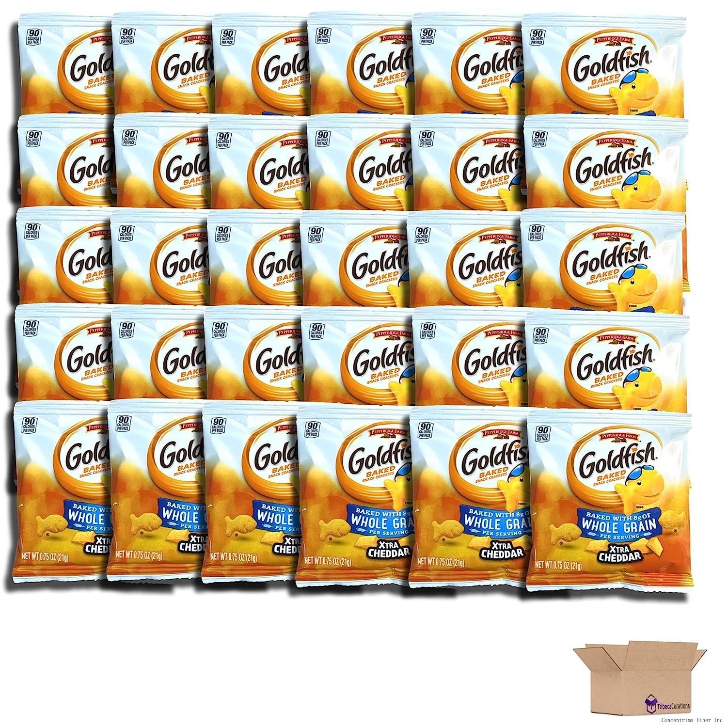 Whole Grain Xtra Cheddar Gold Fish Crackers Individual Bags Bulk