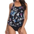 thumbnail image 4 of Jacenvly Women'S Plus Size Two Piece New Style Sleeveless Swimsuits Contrast Color Round Neck Surfing Swimwear Skin-Friendly Women'S Bikini Set Swimsuit Two Piece Solid Beachwear Light Blue, 4 of 7