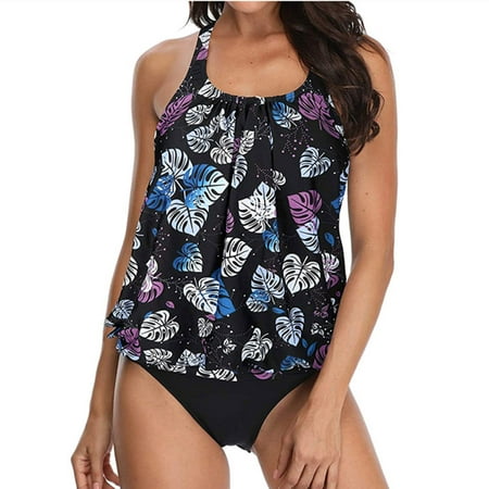 Dvkptbk Bikinis Women's Fashion Printed Comfortable Loose Swimsuit Top  Blouse Casual Round Neck Attractive Bathing Suit for Women on Clearance