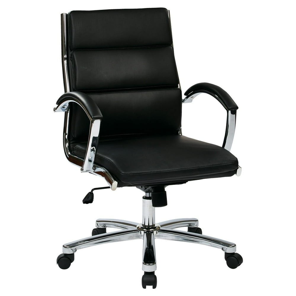 Office Star Products Mid Back Executive Black Faux Leather Chair with