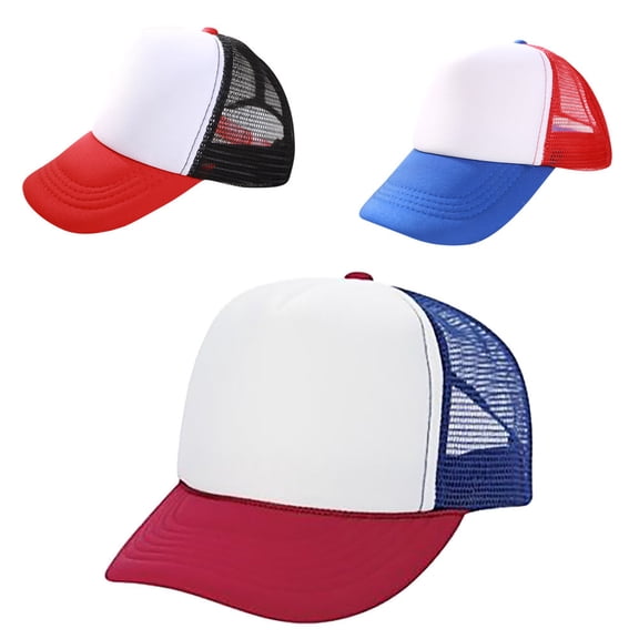 Unisex Color Block Baseball Cap, Breathable Mesh Snapback Hat with Adjustable Strap, Flat Brim Casual Cap for Daily Streetwear, Sports and Outdoor Activities-Multicolor