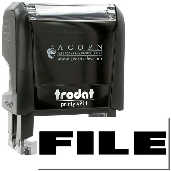 Self-Inking Bold Font File Stamp, Trodat Printy 4911, Press and Print Stamping, Impression Size 5/8" x 1-1/2", Up to 10,000 Impressions - Black Ink