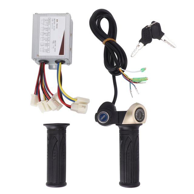 Controlador cepillado Controlador de velocidad del motor de bicicleta de 24 V 500 W con indicador de potencia redondo de agarre giratorio del acelerador bloqueable de 24 V para bicicletas eléctricas