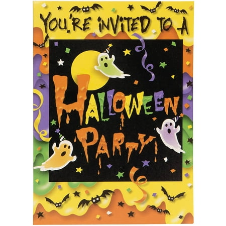 Party Ghost Halloween Invitations, 8 Count