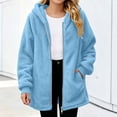 thumbnail image 3 of Stamzod Girls Winter Coat Size 10-12 Long Sleeve Hooded Zip Up Fleece Jacket Girls' Casual Warm Sherpa Outwear Blue 10-11Years, 3 of 10