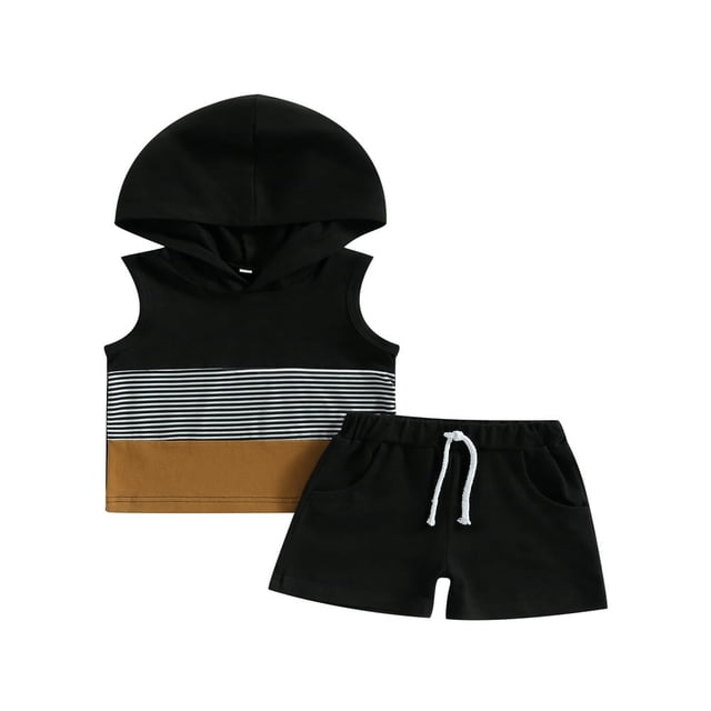 T-shirt à Manches Courtes Bébé Garçon Été + Short à Cordon