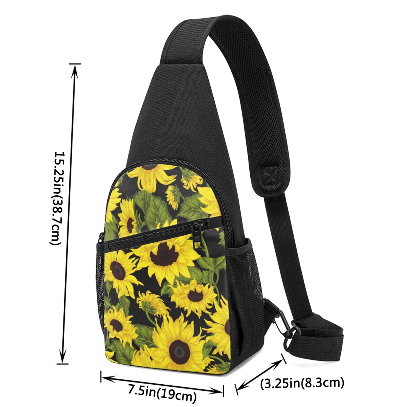 Xecao's Sunflowers In Vintage Print Sling Bag: A Versatile Chest, Shoulder, and Crossbody Backpack for Casual Days Out, Perfect for Both Men and Women