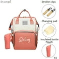 thumbnail image 4 of PERSONALIZED Large Diaper Bag Knapsack Custom Monogram Backpack Coral/White, 4 of 6