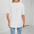 thumbnail image 6 of Womens Shirts Blouse Women's Fashion V-neck Solid Colour T-shirt Hollow Bubble Sleeve Loose Top, 6 of 6