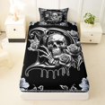 thumbnail image 3 of Homewish Sugar Skull Alphabet D Twin Sheets,Halloween Romantic Flower Bedding,3 Pieces,1 Fitted Sheet and 1 Pillowcase, 3 of 6
