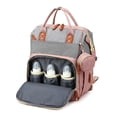 thumbnail image 3 of Bolsa de pañales para bebés, cuna, gris y rosa, diseño impermeable, 3 of 5