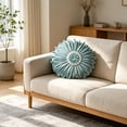 thumbnail image 5 of Textured Floral Throw Pillow Handmade Petal Flower Cushion, Light Teal Decor Pillow Sofa Bedroom Coastal Farmhouse Accent, Multiple Styles Soft Plush Decorative Home Accent Cushion Gift Indoor Use(A), 5 of 6