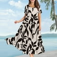 thumbnail image 2 of WTOBBY Women Casual Loose Bohemian Floral Short Sleeve Long Maxi Summer Beach Swing Dress for Festivals Vacation and Boho Chic Look,Beige L, 2 of 5
