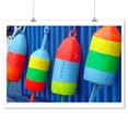 thumbnail image 2 of Colorful Buoys Hanging on a Blue Wall of a Boathouse, Photography (9x12 Wall Art Print, Home Decor), 2 of 3