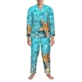 thumbnail image 3 of Sikiie Starfish And Seashell On The Beach 1 Mens Pajama Set, Soft Warm Long Sleeve Sleepwear, Cozy Button-Down Pjs for Men-Medium, 3 of 7