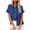 Blue, variant on Azrian Shirt Plus Size Women's Tops Fashion Solid Button Shirt Female V-Neck Loose T-shirt Blouse