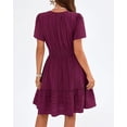 thumbnail image 6 of BTFBM Womens Spring Casual Mini Dresses Lightweight Short Sleeve V Neck Elastic Waist Cute Boho Beach Dress Pockets, 6 of 7