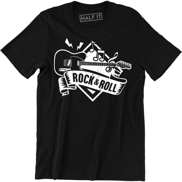Half It Rock and Roll Electric Guitar Music Festival Band Mens T