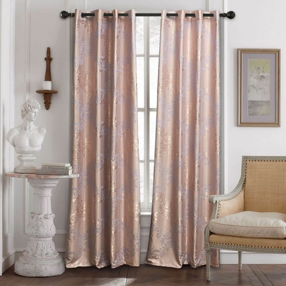 Home Decor Damask Jacquard, Grommet, Semi-Blackout curtain Panel, Tall 60 x 100 Inches