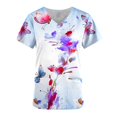 thumbnail image 4 of SuoKom Sarraus pour Femmes Haut Moderne à Col en V Uniforme d'Infirmière Athlétique Extensible Tenue de Travail pour Joggers T-Shirts à Manches Courtes Chemises pour Femmes T-Shirts Graphiques, 4 of 5