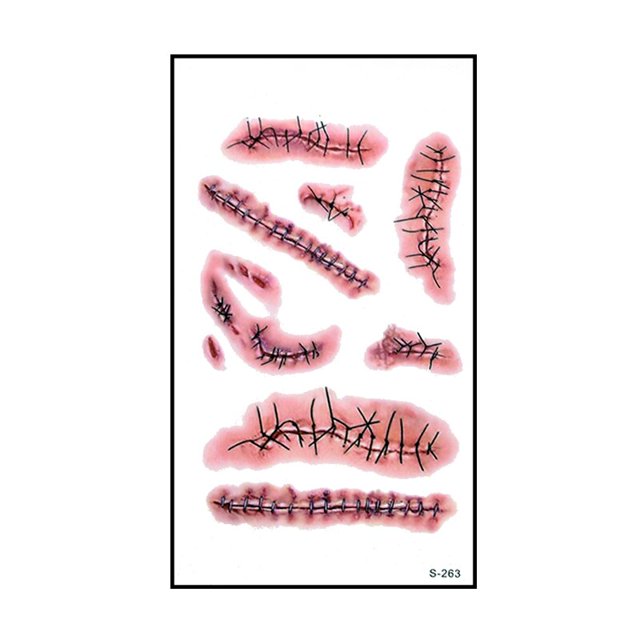 Pegatinas de Tatuaje de Heridas Sangrientas para Halloween, Tatuajes Temporales Impermeables de Miedo, DIY, Decoración, Fiesta, 6 Uds.