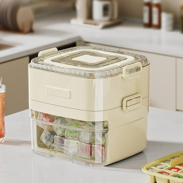 COM1950s Portable Press Open Ice Bucket for Outdoor Use,Ins Style Design with Double Layer and Food-Grade Plastic,Instant Chilling Convenience Ice Maker