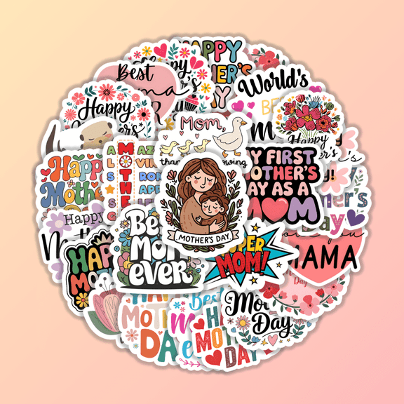 25pcs Mother's Day Stickers Creative Design for Laptops Suitcases Skateboards Cars Decoration Self-Adhesive Sticker Set Holiday Greetings