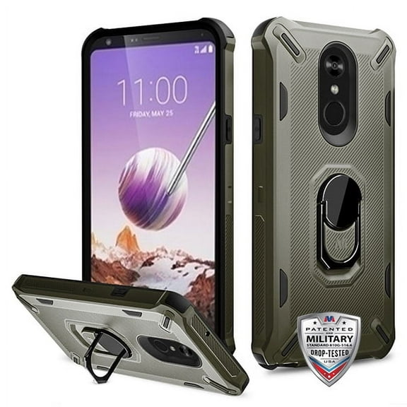 GSA Brigade Hybrid Case w/Ring Stand For LG Stylo 5 - Dark Gray/Black