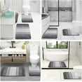 thumbnail image 5 of Juego de 2 alfombras de baño de microfibra suave y absorbente y tapete de inodoro con contorno en forma de U, antideslizantes, lavables a máquina, suaves y peludas (61 x 40 cm + 61 x 50 cm, gris), 5 of 5