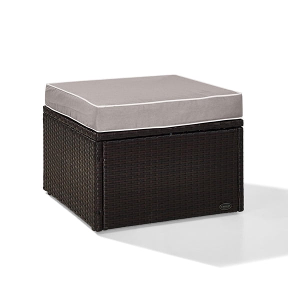 Outdoor Ottoman - Wicker Patio Footrest with Cushions - 23" Square