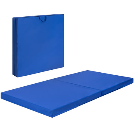Best Choice Products 8ft Bi-Folding Vinyl Gymnastic Fitness Exercise Mat Landing Pad w/ 4in Thick Foam Core, Side Handles - (Best Core Exercises For Swimmers)