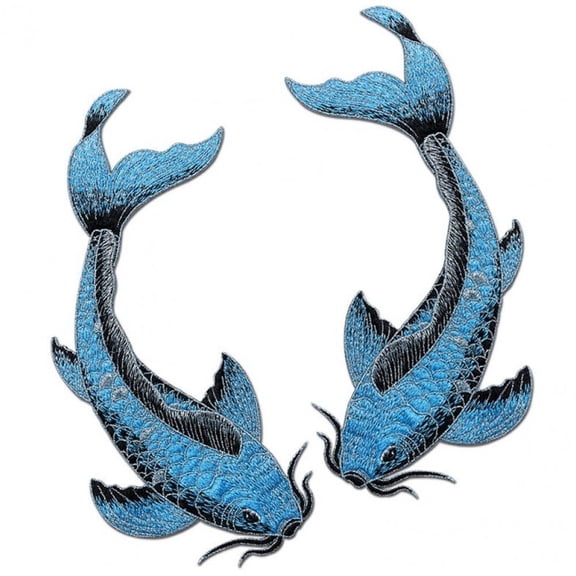 1 Pair Iron on Patches for Clothing, Koi Carp Embroidered Applique Patches Stickers Embroidery Badge Sew on Repair Patches Embroidery Applique Badge