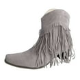 thumbnail image 4 of jsaierl Women's Vintage Tassels Up Short Boots Midheel Boots Shoes Cowboy Boots Modern Western Cowboy Distressed Boot, 4 of 6