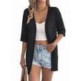 thumbnail image 3 of Cardigan Sweaters for Women Open Front Cropped Crochet Beach Cover Ups Black S, 3 of 9
