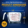 thumbnail image 2 of NutriChef High Borosilicate Clear Glass Measuring Cup with Customized Decal Scale, 250 ml, 2 of 7
