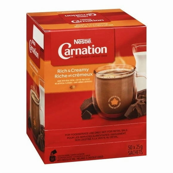 Nestle Carnation Rich & Creamy Hot Chocolate Sachets, 25g (50 Packets)
