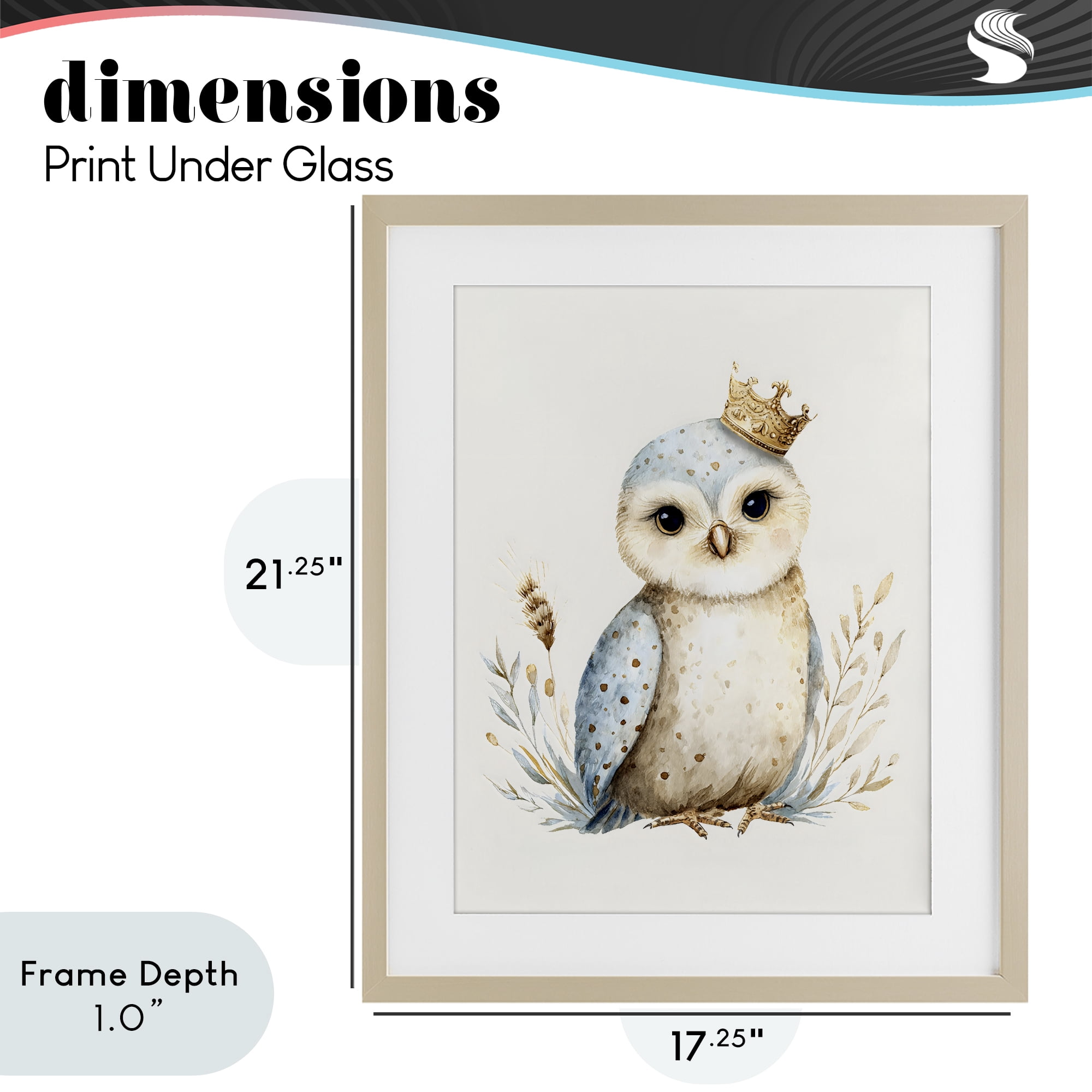 Stupell Industries Watercolor Nursery Owl Birch Framed Print Under Glass, design by LSR Design Studio