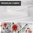 thumbnail image 2 of Red Floral Flower Window Curtains for Kitchen Rustic Abstract Leaf White Daisy Vintage Small Short Home Living Room Bedroom Bathroom Drapes Treatment Tiers Fabric 1 Pair, 27.5" W x 39" L, Retro, 2 of 6