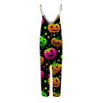 thumbnail image 3 of Halloween Jumpsuits for Women Candy Pumpkin Halter Backless Horror Overalls Castle Ghost Wide Leg Funny Rompers, XL, 3 of 5