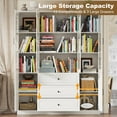 thumbnail image 2 of ChVans Large 79" Bookcase Storage Cabinet with Glass Doors: 3 Compartments, 3 Drawers, 2 Cabinets for Home Office & Living Room, 2 of 9