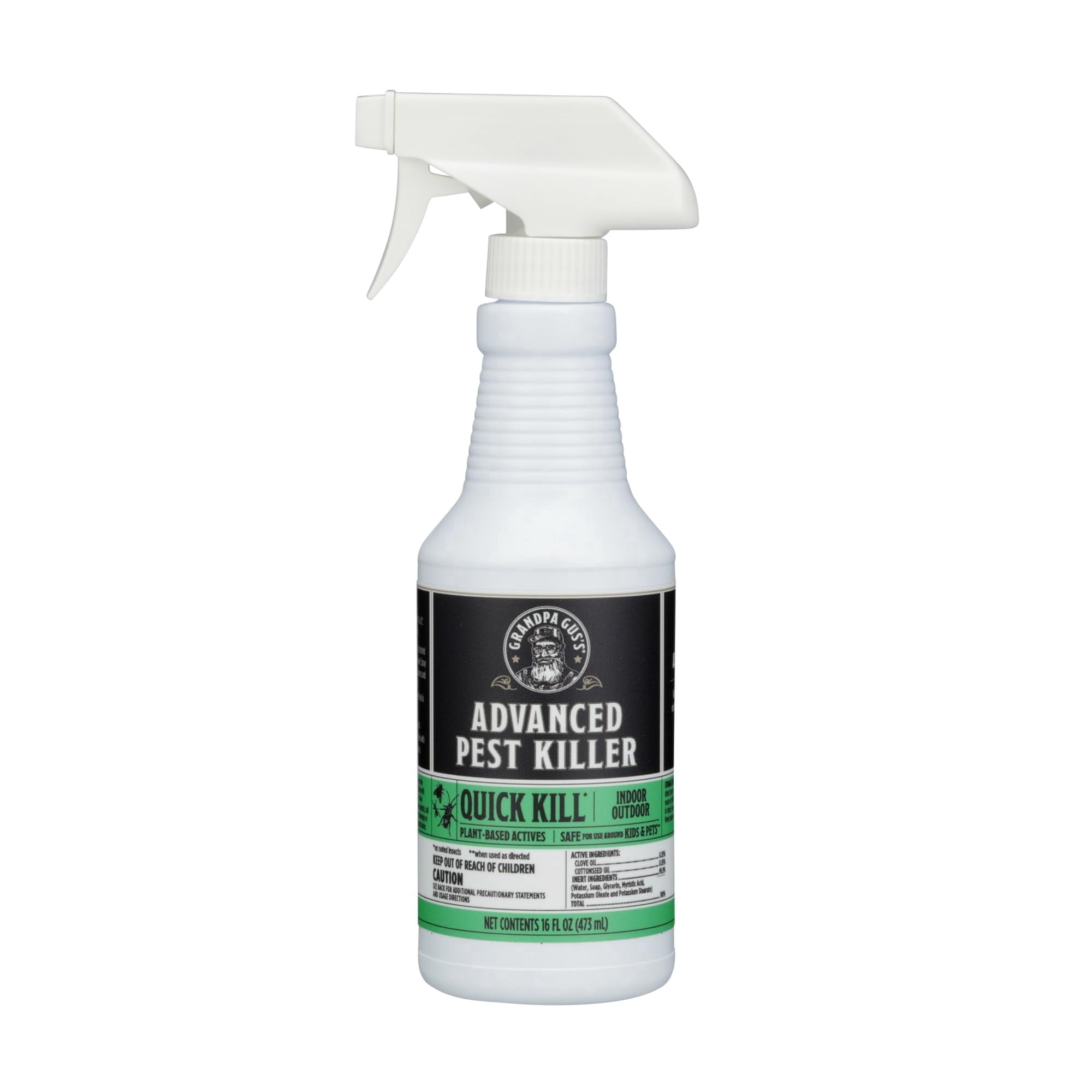 Grandpa Gus's Natural Pest Killer Spray, Ready-to-Use Indoor and Outdoor Insect Control, Kills Ants, Roaches, Spiders, Fleas, Ticks, Hornets, Wasps and More, Safe for Kids and Pets, 16 fl oz