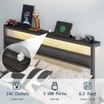 thumbnail image 6 of Satifur Queen Size Bed Frame with Upholstered Headboard & Shelf, LED Lights & USB Charging Station, Metal Black, 6 of 10