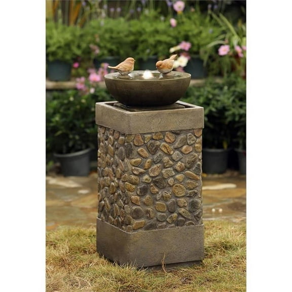 Afuera Living Modern Two Layers and Birds Fountain with Led Light