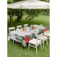 thumbnail image 3 of Outdoor Tablecloth with Umbrella Hole and Zipper, Christmas Poinsettia Rectangle Table Cloth 52x70 Inch Waterproof Tablecloth, Xmas Eucalyptus Botanical Grey Picnic Table Cover for Patio Camping, 3 of 7
