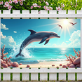 thumbnail image 5 of LUUFILx Dolphin Ocean Backdrop Beach Party Banner Summer Event Decor Sea Life Photography Background Kids Room Decoration Aquatic Theme Party Supplies, 5 of 7