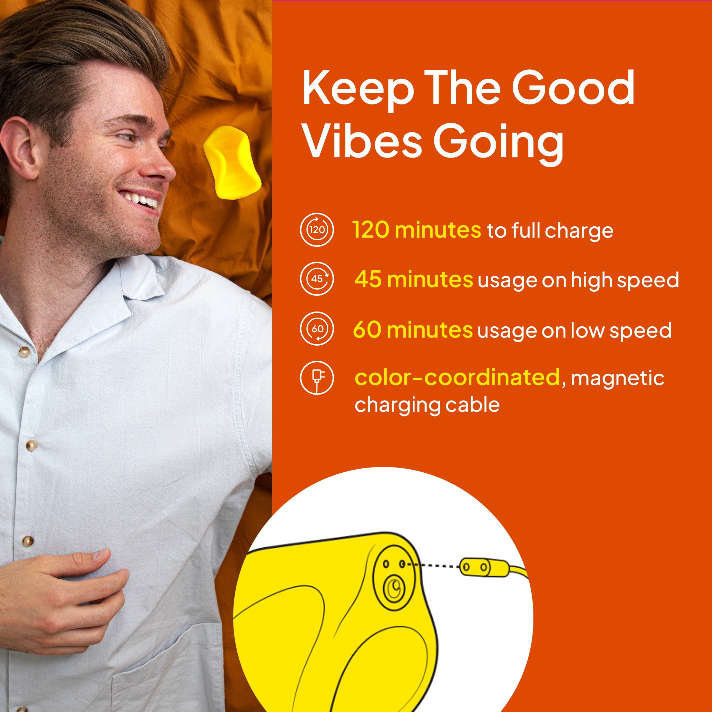 Hello Cake Vibrating Stroker Vibrator for Men, Waterproof & Rechargeable Ribbed Massager Toy with 10 Modes, Yellow