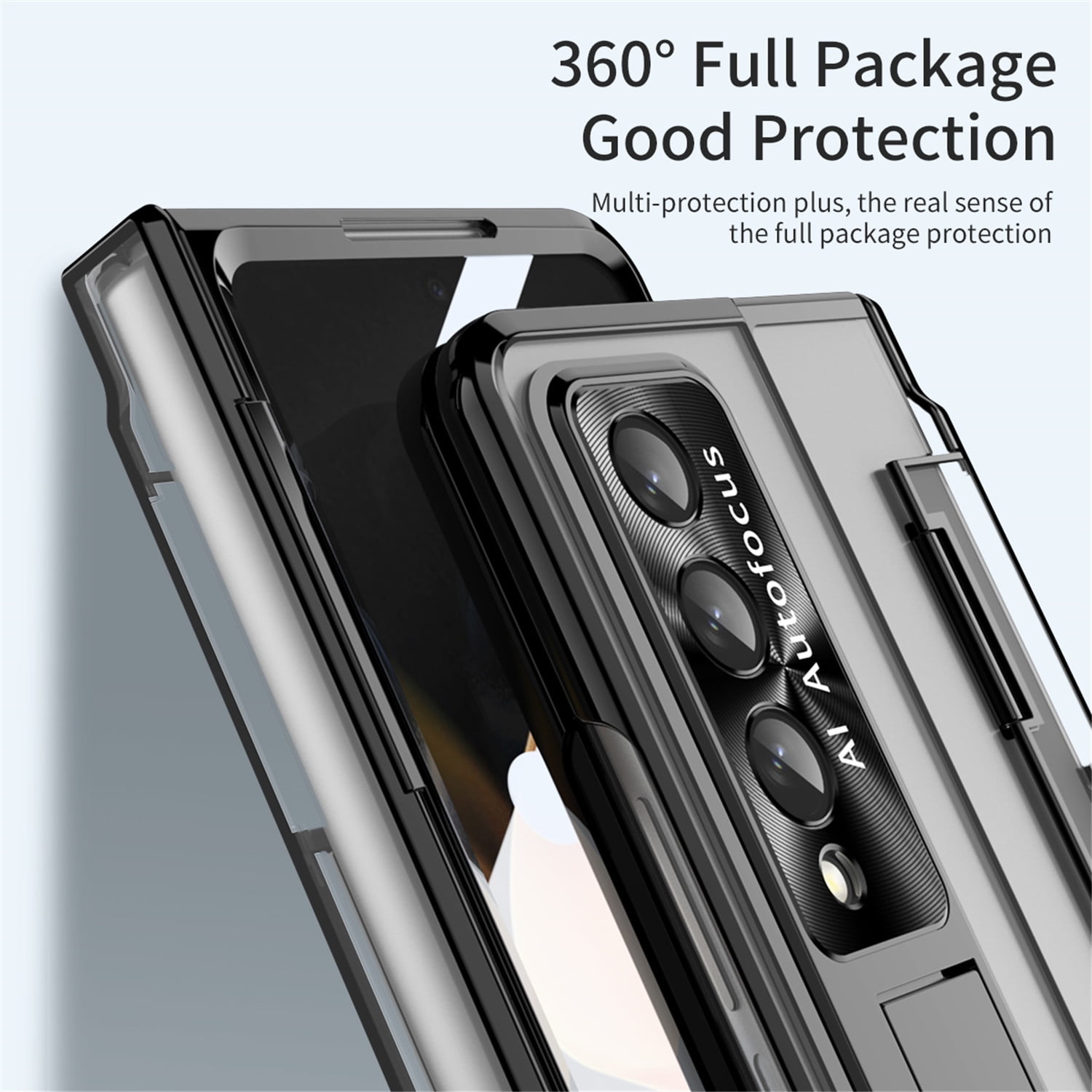 for Samsung Galaxy Z Fold 4 2022 Case, Luxury Plating Shockproof Drop Protection Phone Case for Samsung Galaxy Z Fold 4 5G 7.6 inch, Black