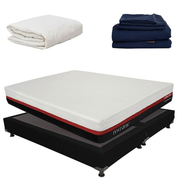 Colchón en caja Lather King Size + Box + Protector Ultra + Sábanas Softy
