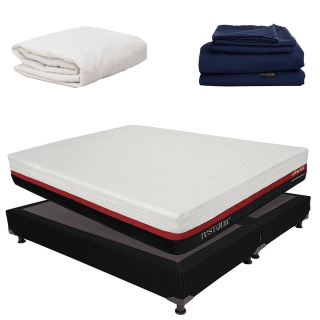 Colchón en caja Lather King Size + Box + Protector Ultra + Sábanas Softy